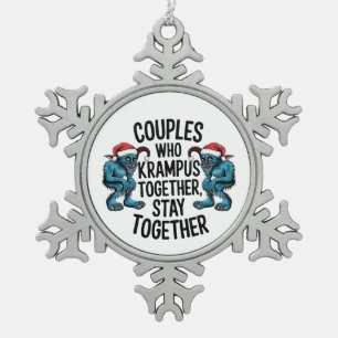 Ornement Flocon De Neige Couples qui Krampus ensemble restent ensemble XMAS