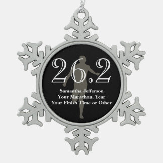 Ornement Flocon De Neige Coureur de marathon personnalisé 26.2 Médaille Kee