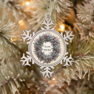 Ornement Flocon De Neige "Couronne de Noël radieuse"