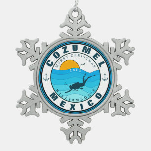 Ornement Flocon De Neige Cozumel Mexique Plongée Voyage Vacances Souvenir