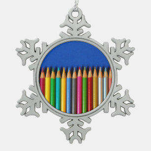 Ornement Flocon De Neige Crayons de crayon colorés