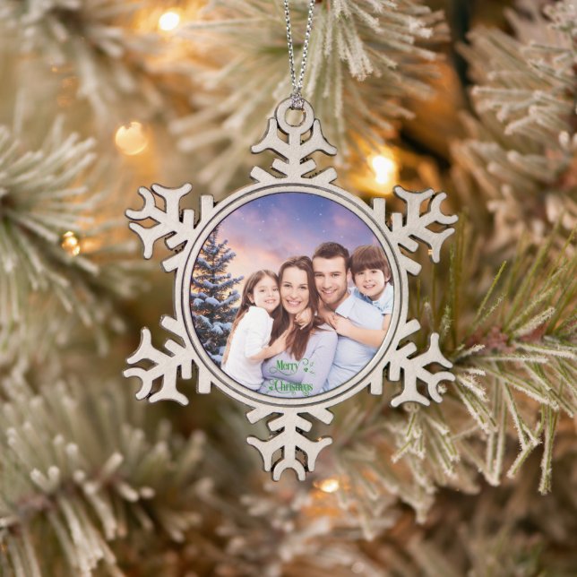 Ornement Flocon De Neige Create Your Family Photo Ornament - Snowflake (Arbre)