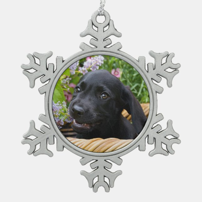 Ornement Flocon De Neige Cube Black Labrador Retriever Chien Puppy Photo * (Devant)