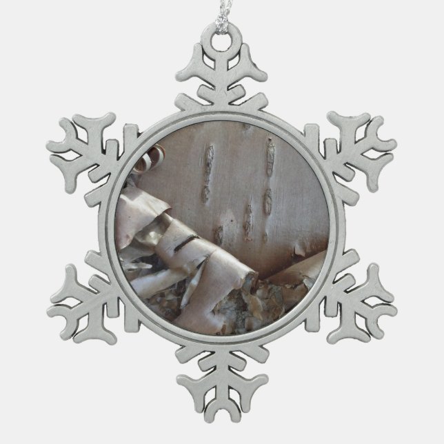 Ornement Flocon De Neige Curly Birch Bark Tree Rustic (Devant)