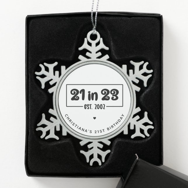 Ornement Flocon De Neige Custom 21st Birthday Cadeau 21 en 23 Est 2002 (Boîte)