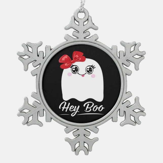 Ornement Flocon De Neige Cute Hey Boo Halloween (Devant)
