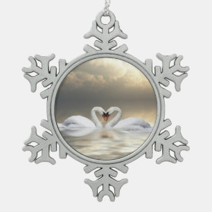 Ornement Flocon De Neige Cygnes affectueux de Noël