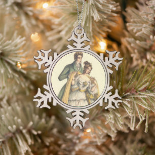 Ornement Flocon De Neige Dame victorienne / Ornement de Noël Vintage Couple