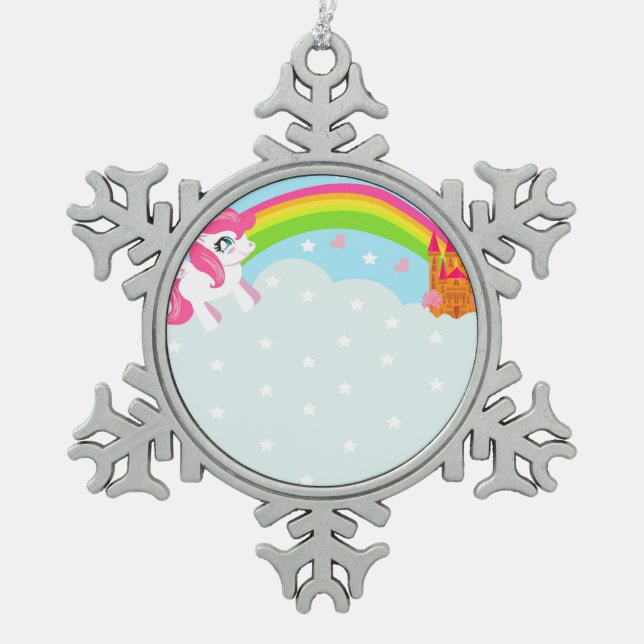 Ornement Flocon De Neige décoration mignonne de licorne (Devant)