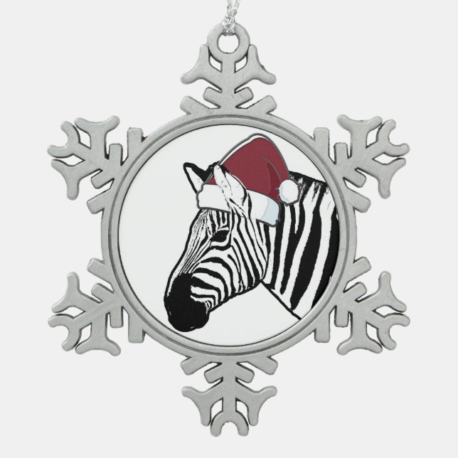 Ornement Flocon De Neige Décoration Zebra Père Noël (Devant)
