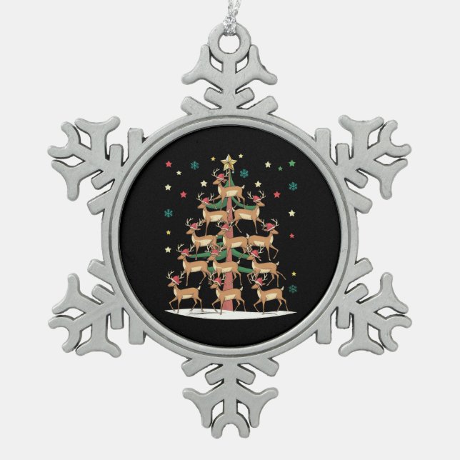 Ornement Flocon De Neige Deer Christmas Tree Drôle Vacances Cute Reindeer (Devant)