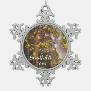Ornement Flocon De Neige Deer, Personnaliser avec le nom