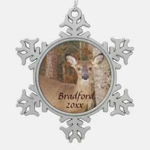 Ornement Flocon De Neige Deer, Personnaliser avec le nom
