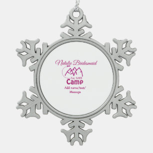 Ornement Flocon De Neige Demoiselle d'honneur de camp rose ajouter nom date