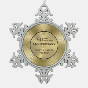 Ornement Flocon De Neige Dentelle d'or 50e anniversaire de mariage