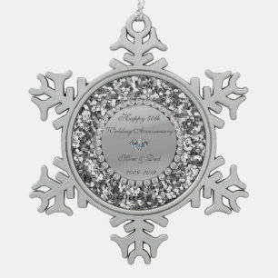 Ornement Flocon De Neige Diamant de Parties scintillant d'argent 50e annive