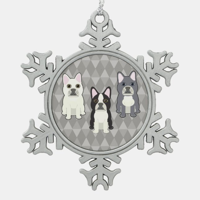 Ornement Flocon De Neige Diamants Gris Frenchies (Devant)