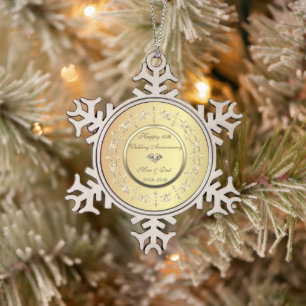 Ornement Flocon De Neige Diamants Or Style Mariage 10 Ans Or
