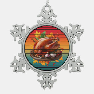 Ornement Flocon De Neige Dinde jour de thanksgiving heureux automne saison