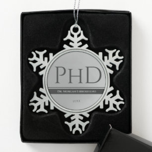 Ornement Flocon De Neige Diplôme Silver Nom Année PhD
