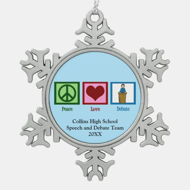 Ornement Flocon De Neige Discours et débat Équipe Cute Custom Blue Christma (Devant)