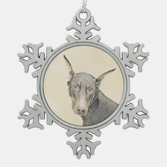 Ornement Flocon De Neige Doberman Pinscher Peinture - Art Chien original (Devant)