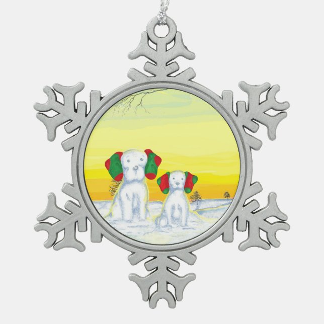 Ornement Flocon De Neige doggy snowman/ snowdog (Devant)