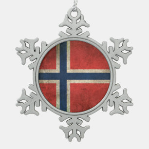 Ornement Flocon De Neige Drapeau affligé par cru de la Norvège