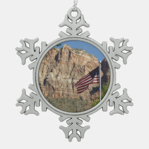 Ornement Flocon De Neige Drapeau américain dans le parc national de Zion I