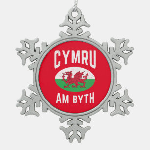Ornement Flocon De Neige Drapeau Cymru Am Byth Wales Fier Rugby Vintage gal