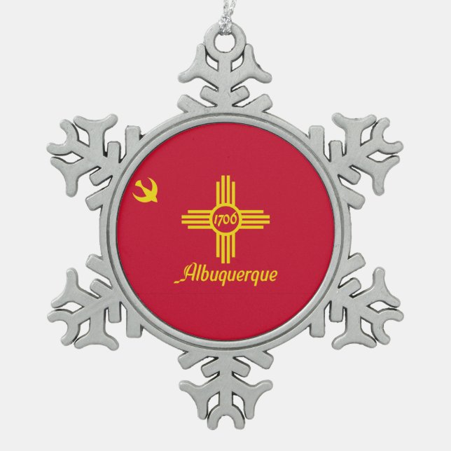 Ornement Flocon De Neige Drapeau d'Albuquerque, Nouveau-Mexique Snowflake P (Devant)