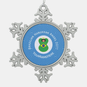 Ornement Flocon De Neige Drapeau d'ange de Hanukkah brésilien personnalisé