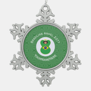 Ornement Flocon De Neige Drapeau d'ange de Noël brésilien personnalisé 