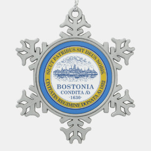 Ornement Flocon De Neige Drapeau de Boston, le Massachusetts