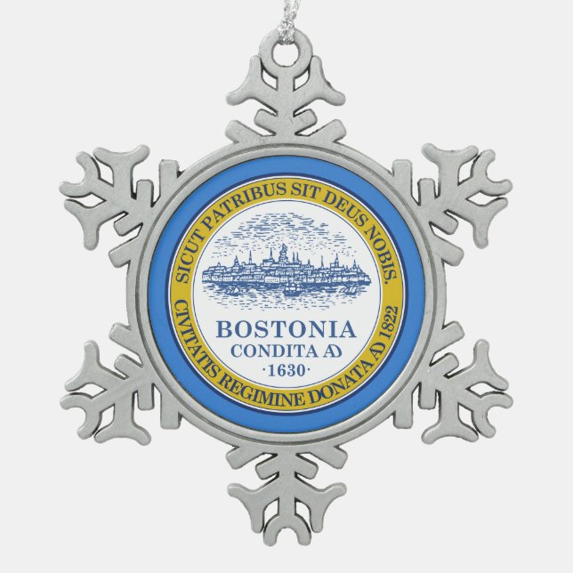 Ornement Flocon De Neige Drapeau de Boston, le Massachusetts (Devant)