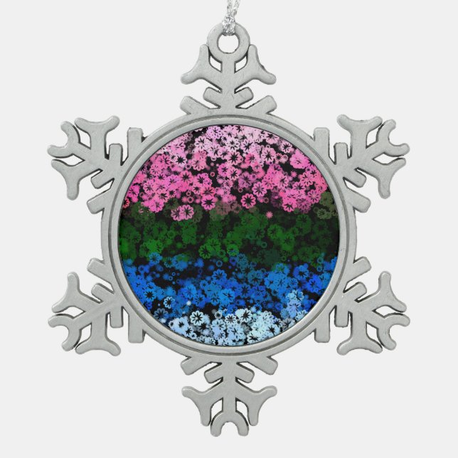 Ornement Flocon De Neige Drapeau de fierté Omniromantique Fleuris Mignon Ré (Devant)