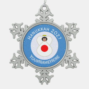 Ornement Flocon De Neige Drapeau de Hanukkah ange japonais personnalisé