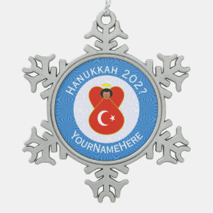 Ornement Flocon De Neige Drapeau de Hanukkah d'Ange Turc Personnalisé