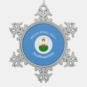 Ornement Flocon De Neige Drapeau de Hanukkah Welsh Angel personnalisé