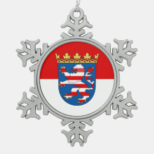 Ornement Flocon De Neige Drapeau de Hesse Snowflake Ornament de Noël de l'é