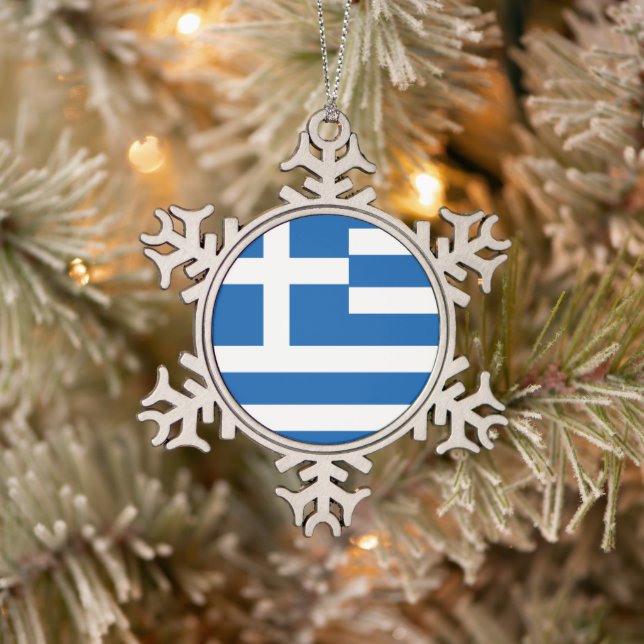 Ornement Flocon De Neige Drapeau de la Grèce Drapeau grec (Arbre)