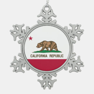 Ornement Flocon De Neige Drapeau de l'ours de Californie : État de Cali Gol