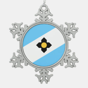 Ornement Flocon De Neige Drapeau de Madison, Wisconsin Snowflake Pewter Chr