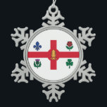 Ornement Flocon De Neige Drapeau de Montréal (Qc)<br><div class="desc">Ornement de Noël avec le drapeau de Montréal, la ville la plus peuplée de la province de Québec, Canada. Drapeau blanc avec croix rouge, pin blanc, fleur de lys bleu, rose rouge de Lancaster, shamrock et chardon</div>