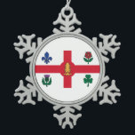 Ornement Flocon De Neige Drapeau de Montréal (Québec)<br><div class="desc">Ornement encadré de flocon de neige avec le drapeau de Montréal, la ville la plus peuplée de la province de Québec, Canada. Drapeau blanc avec croix rouge, pin blanc, fleur de lys bleu, rose rouge de Lancaster, shamrock et chardon</div>