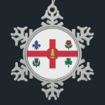 Ornement Flocon De Neige Drapeau de Montréal (Québec)<br><div class="desc">Ornement encadré de flocon de neige avec le drapeau de Montréal, la ville la plus peuplée de la province de Québec, Canada. Drapeau blanc avec croix rouge, pin blanc, fleur de lys bleu, rose rouge de Lancaster, shamrock et chardon</div>
