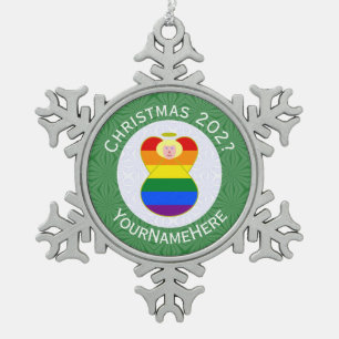 Ornement Flocon De Neige Drapeau de Noël ange blond Gay Pride personnalisé