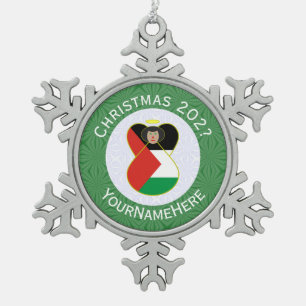 Ornement Flocon De Neige Drapeau de Noël ange palestinien personnalisé