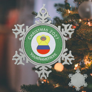 Ornement Flocon De Neige Drapeau de Noël personnalisé Abuela Angel Colombie