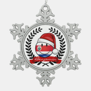 Ornement Flocon De Neige Drapeau de sourire gai de Rican de côte de Noël